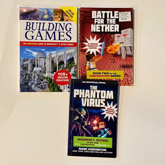 🟩 Minecraft & Game *3 Books* Building Games, Battle for Nether, Phantom Virus - Picture 2 of 9